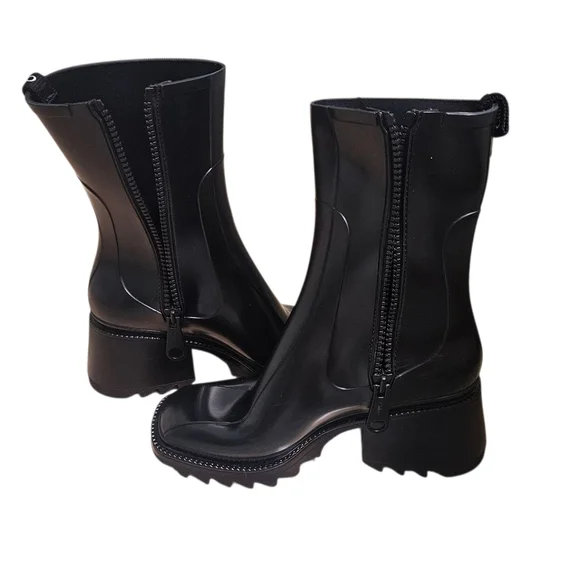 Chloé Betty Black Rubber Rain Boots – Size 41 - Picture 6 of 13